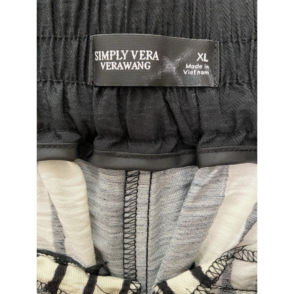 NWT Simply Vera Vera Wang Women's XL Cream Black Striped High Rise Pull On Pants - Picture 6 of 9